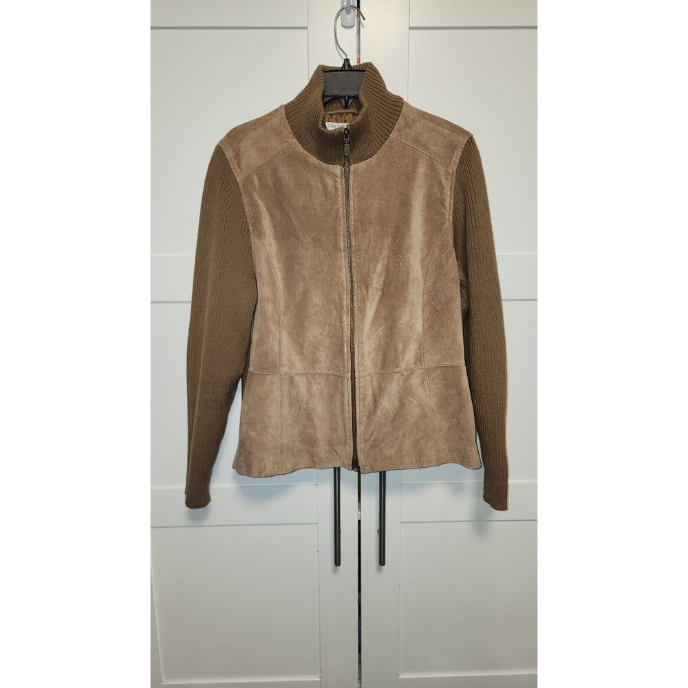 Covington  Unisex Leather/Suede Sweater/Jacket Brown Size L Pre-Owned Very Nice